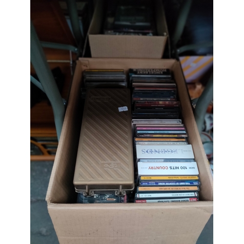 180S - Electric turntable / cd player together with box of CDs and box of dvds etc