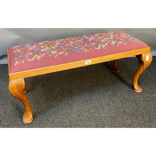 790 - 20th century window stool. Tapestry top. [42x96x42cm]