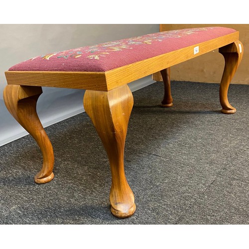 790 - 20th century window stool. Tapestry top. [42x96x42cm]