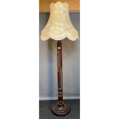 786 - 19th century carved floor standing lamp. comes with shade [180cm high]