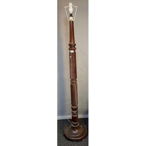 786 - 19th century carved floor standing lamp. comes with shade [180cm high]