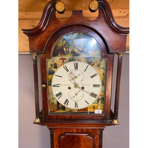 784 - 19th century Scottish long case grandfather clock, Movement by Jason Black of Kirkcaldy. Face is ena... 