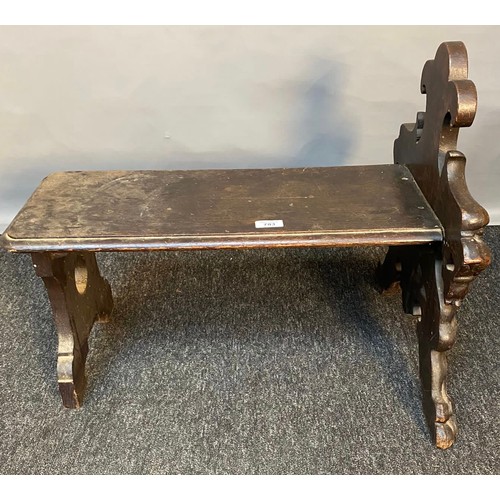 783 - 19th century small bench/ foot stool. Designed with carved front facing panel depicting lion style h... 