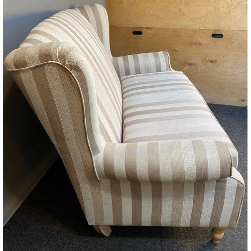 766 - Contemporary Next two seat settee, the whole covered in a striped upholstery [100x143x72cm]