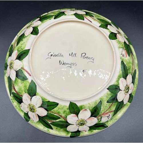 553 - Wemyss ware Griselda Hill Pottery flower design fruit bowl. [30.5cm in diameter]