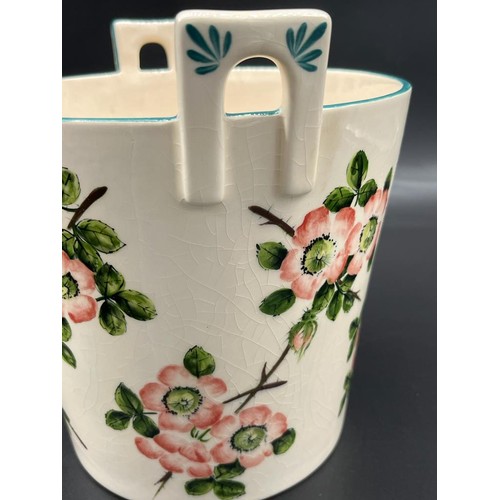 556 - Vintage Wemyss Ware Griselda Hill Pottery bucket planter, designed with pink flower design. [21cm hi... 