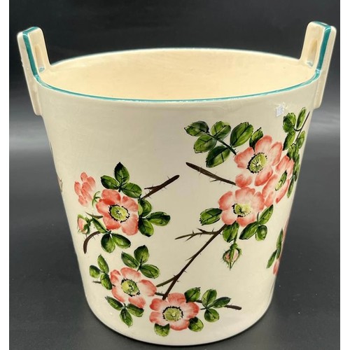 556 - Vintage Wemyss Ware Griselda Hill Pottery bucket planter, designed with pink flower design. [21cm hi... 