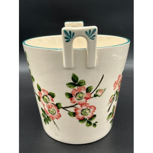 556 - Vintage Wemyss Ware Griselda Hill Pottery bucket planter, designed with pink flower design. [21cm hi... 