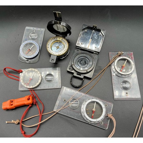 567 - A Selection of Military compasses. Includes Mils MKI pocket compass, Magnetic Marching Mark I Compas... 