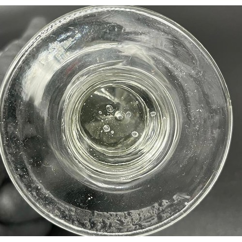 571 - Georgian rummer glass, etched/ engraved at a later date with 'Auld Lancsyne' [14cm high]