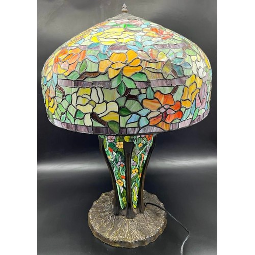 573 - A Large Tiffany inspired mushroom table lamp. [73cm high]