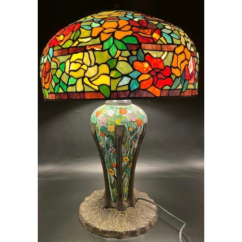 573 - A Large Tiffany inspired mushroom table lamp. [73cm high]