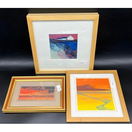 652 - Three Various contemporary artworks includes Watercolour of bridge at night by KLS Murdoch, Ishbel M... 