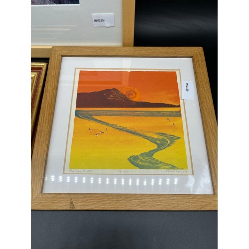 652 - Three Various contemporary artworks includes Watercolour of bridge at night by KLS Murdoch, Ishbel M... 