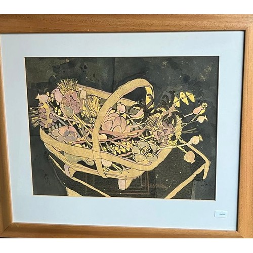 654 - Christine L McArthur RSW RGI
Original watercolour titled 'The Trug'/ 'Dried Flowers' Fitted within a... 