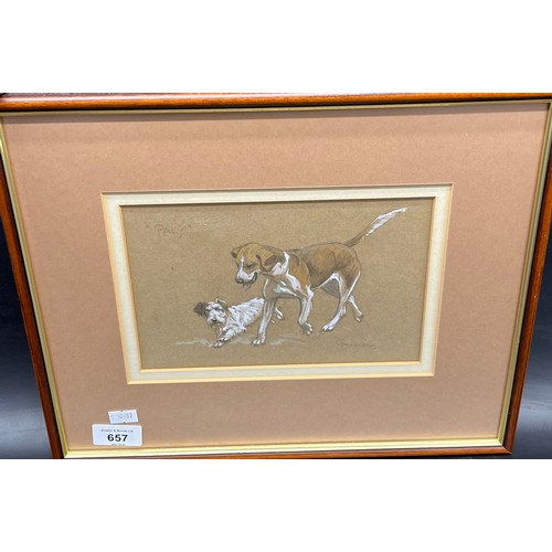 657 - Christopher Gifford Ambler [1886-1965]
Original Pencil and watercolour depicting two dogs titled 'Pa... 