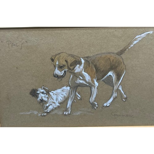 657 - Christopher Gifford Ambler [1886-1965]
Original Pencil and watercolour depicting two dogs titled 'Pa... 