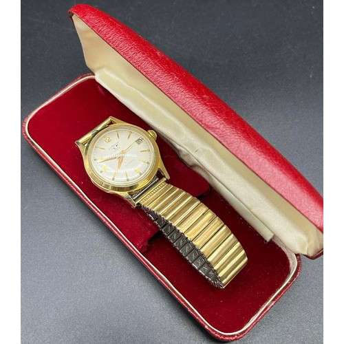 3 - Vintage Jean Richard Geneve Automatic gents Wristwatch. Fitted with an elasticated strap. Gold plate... 