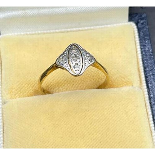 502 - Art Deco 18ct yellow gold and Platinum ladies diamond ring. [2.12Grams] [Ring size P]