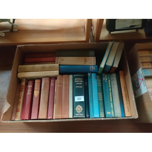 455 - 2 boxes of books with various titles poems of Rupert Brooke etc