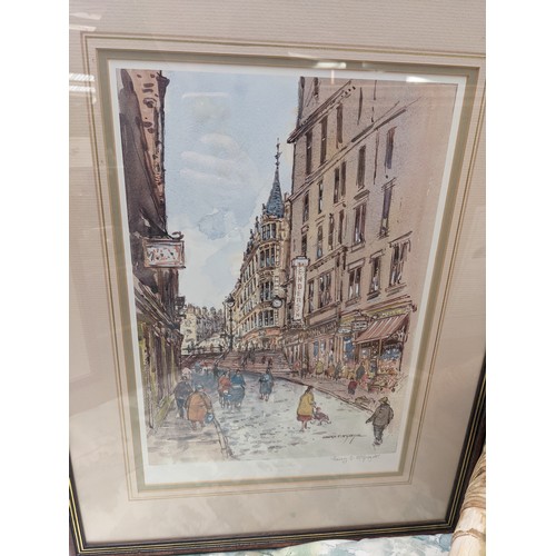 466 - Framed print 'Summer in the City Conversation' limited edition and signed, together with a framed to... 