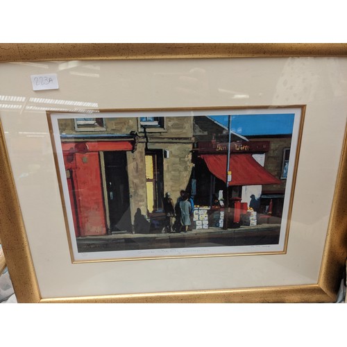 466 - Framed print 'Summer in the City Conversation' limited edition and signed, together with a framed to... 