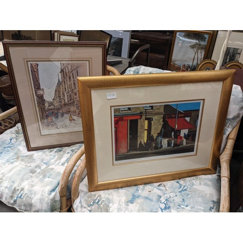 466 - Framed print 'Summer in the City Conversation' limited edition and signed, together with a framed to... 