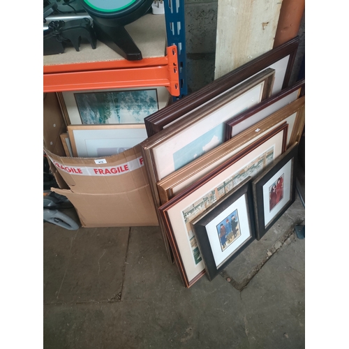 476 - Selection of art works and box of art works