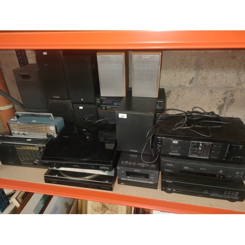 496 - Large selection of speakers, hifi separates include nakamichi and various turntables etc