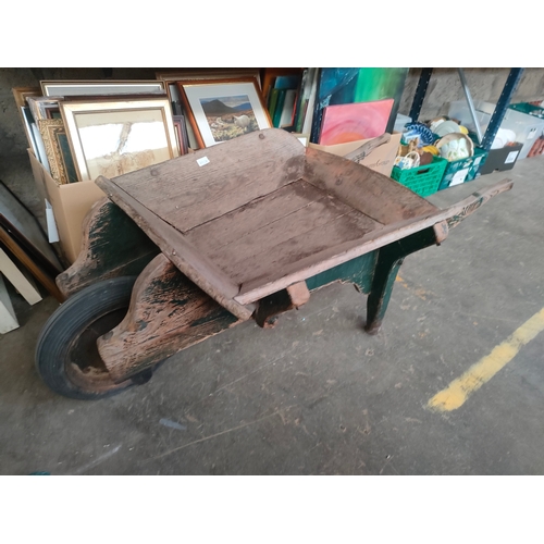 490A - Antique wooden wheel barrow