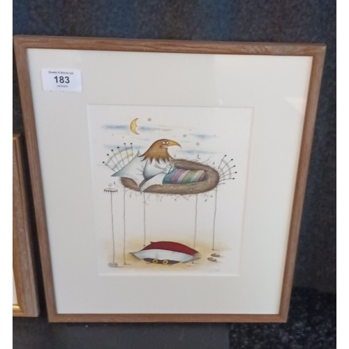 695 - Two humorous watercolours by Claire Mackie [36x30cm]