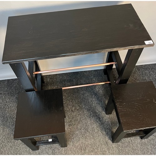 802 - Unique Hand Made Contemporary black console table with two smaller tables, top cut from Douglas fir,... 