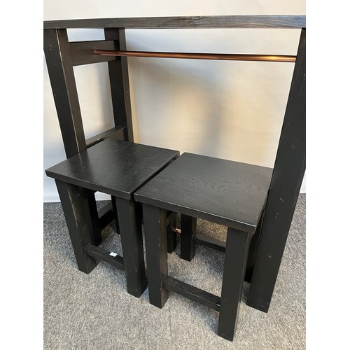 802 - Unique Hand Made Contemporary black console table with two smaller tables, top cut from Douglas fir,... 