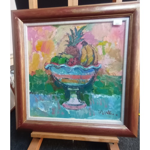 631 - Oil on board titled 'Summer Fruit Bowl' by artist Donald Manson [Signed]
Appeared at The Open Eye Ga... 