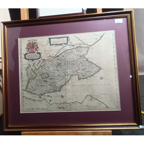 632 - Framed Bleu's Atlas of Scotland surveyed by Timothy Pont and Robert Gordon. This map is from 1663 wi... 