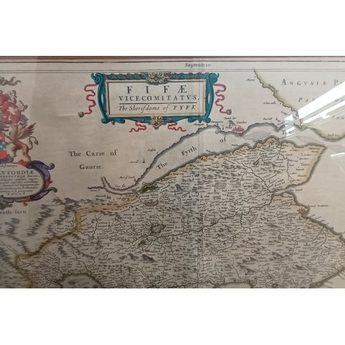 632 - Framed Bleu's Atlas of Scotland surveyed by Timothy Pont and Robert Gordon. This map is from 1663 wi... 