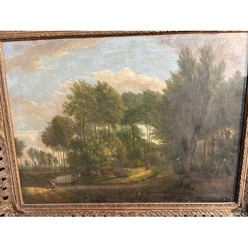 634 - C. J. Vanderborcht
A WOODED RIVER LANDSCAPE WITH ANIMALS AND FISHERMAN
oil on canvas [Frame 58x78cm]