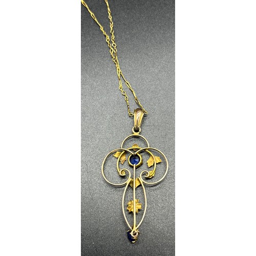 504 - 9ct Edwardian suffragette pendant with gold necklace. [Tested- 9ct] [2.94grams]