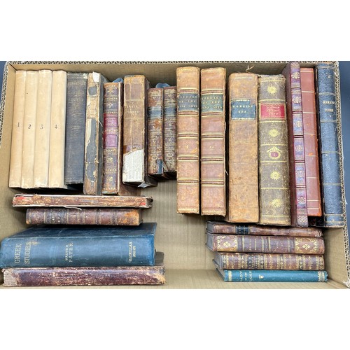 705 - A Quantity of 18th and 19th century leather bound books. Includes Volume 1-4, The Amours of the Chev... 