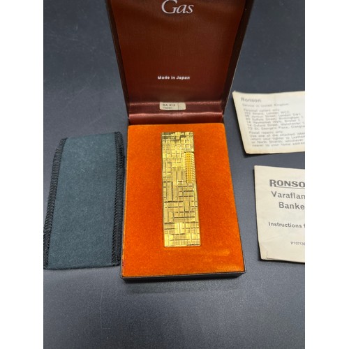 36 - Vintage Ronson Varaflame gas lighter with original box and instruction manual.