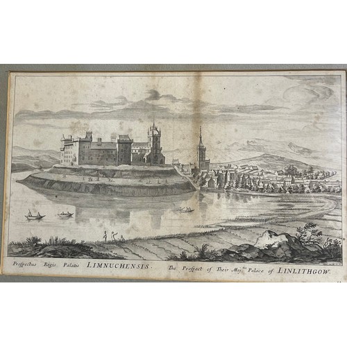 660 - Two 19th century engravings 'The prospect of their Majesties Palace of Linlithgow and the Prospect o... 