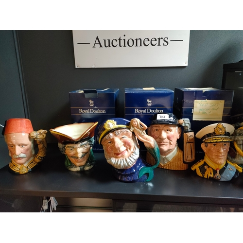 834 - A Collection of Royal doulton Toby character jug s includes General Gordon , old salt , the golfer ,... 