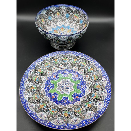 544 - Chinese Qianlong Canton enamel bowl and dish. [Dish- 29cm in diameter] [Bowl- 22cm in diameter]