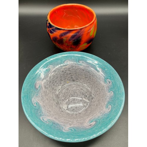 590 - Vasart art glass Scottish bowl together with an Art Glass orange ground bowl. [Vasart- 22cm in diame... 