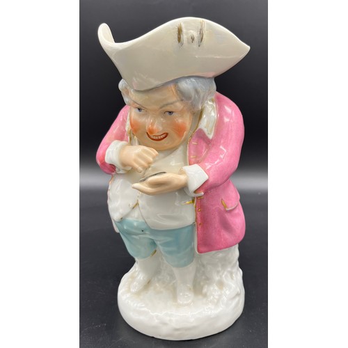 598 - 19th century Character Toby Jug of a man taking snuff. [Signed JP] [Restored to hat area] [24cm high... 