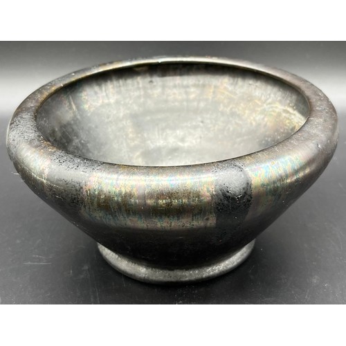 607 - Antique Chinese black drip glaze bowl. [9.5x19cm]