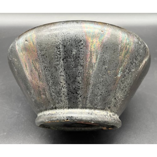 607 - Antique Chinese black drip glaze bowl. [9.5x19cm]