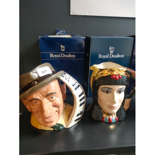 837 - A Collection of 4 Royal doulton Toby jug lncludes Jimmy Durante , Anthony & Cleopatra double sided T... 