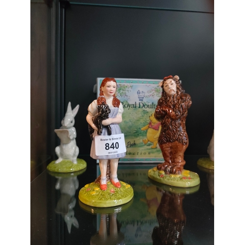 840 - Royal doulton Dorothy of the wizard of OZs figure , Royal doulton lion of the wizard of OZs, 2 Royal... 