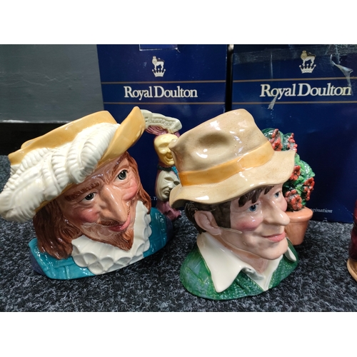 846 - A Collection of Royal doulton character Toby jugs includes queen Victoria blue colouration, 2 jolly ... 